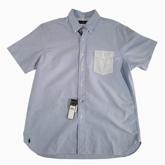 Ralph Lauren NEW Shirt Untuck Flap Pocket Chambray Blue Large - Picture 6 of 13